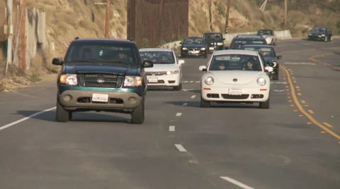 Malibu PCH Pan Focus Stock Footage 1035358