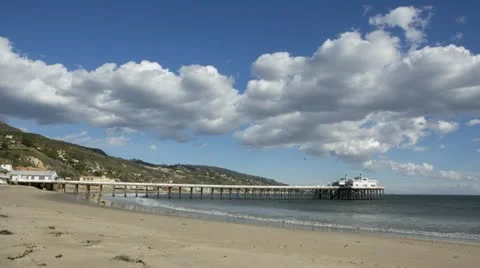 Malibu Pier Clouds Moving HD Timelapse Stock Footage 19132514