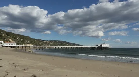 Malibu Pier Wide Angle HD Stock Footage 19122745