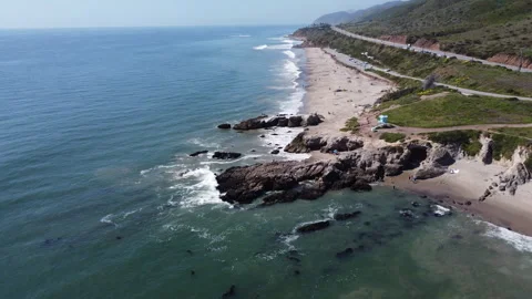 Malibu rocks, cliffs, beach. Drone shot 4K Stock Footage 271119041