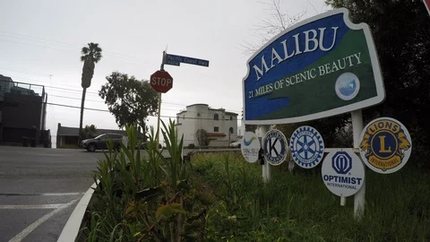 Malibu Sign - low angle, static shot Stock Footage 103863528
