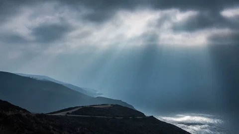 Malibu - Sun Rays Above Pacific Ocean - 4K Timelapse Stock Footage 82552685