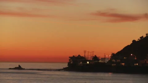 Malibu Sunset Slow Shutter Stock Footage 1036093
