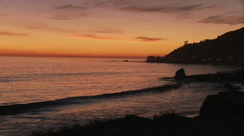 Malibu Sunset SLS Pan 3 Stock Footage 1037768