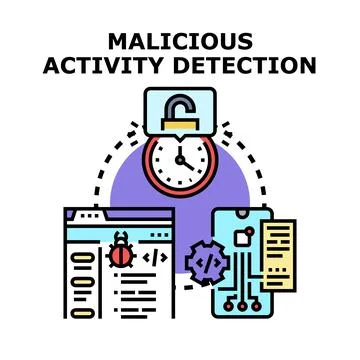 Malicious activity detection identifying digital security threats イラスト素材