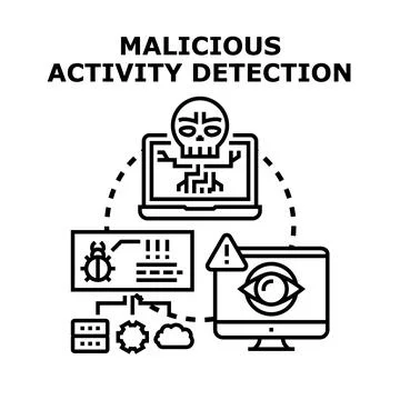 Malicious activity detection system finding cyber threats イラスト素材