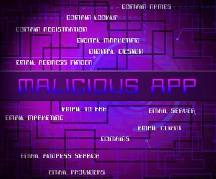 Malicious App Spyware Threat Warning 2d Illustration Stock Illustration