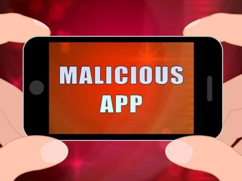 Malicious App Spyware Threat Warning 2d Illustration Stock Illustration