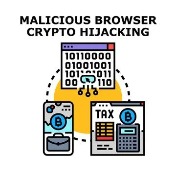 Malicious browser activity hijacking cryptocurrency financial data Stock Illustration
