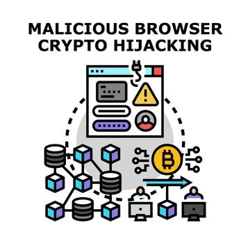Malicious browser crypto hijacking concept vector illustration 스톡 일러스트