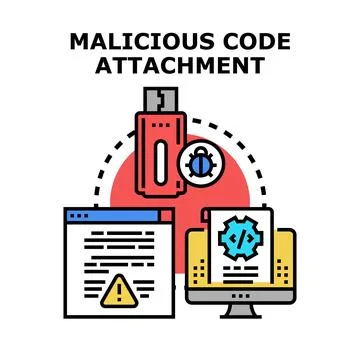 Malicious code attachment infecting digital devices and data 库存插图