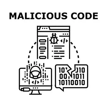 Malicious code hacking computer system causing data loss 스톡 일러스트