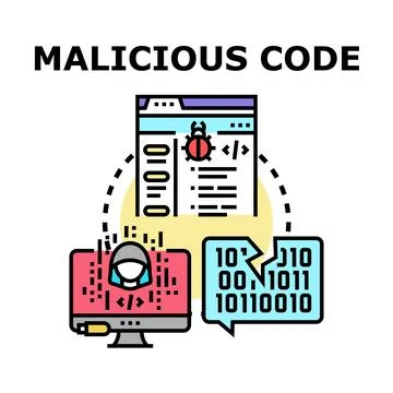 Malicious code hacking computer system causing data loss 스톡 일러스트