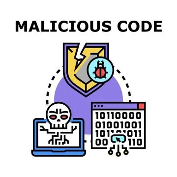 Malicious code infecting digital system, cybersecurity threat concept Stock Illustration