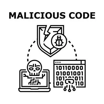 Malicious code infecting digital system, cybersecurity threat concept Stock Illustration
