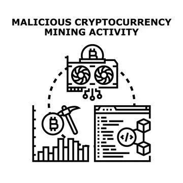 Malicious cryptocurrency mining activity vector illustration Stockillustratie