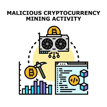 Malicious cryptocurrency mining activity vector illustration Stock Illustration