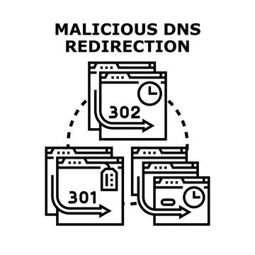 Malicious dns redirection attack concept vector Stock Illustration