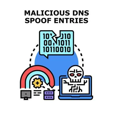 Malicious dns spoofing entries vector illustration concept 库存插图