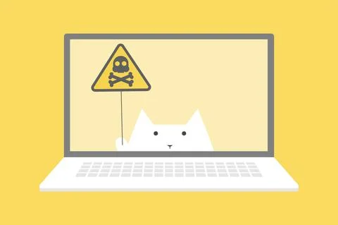 Malicious Email. Problem with Laptop. Message with a Skull on Laptop Screen イラスト素材
