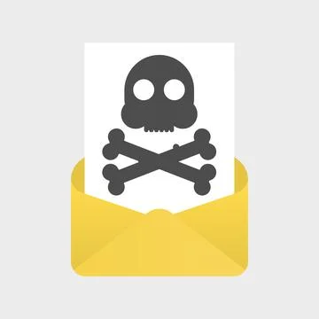 Malicious Email. Problem with Mail. Message with a Skull Stock-Illustration