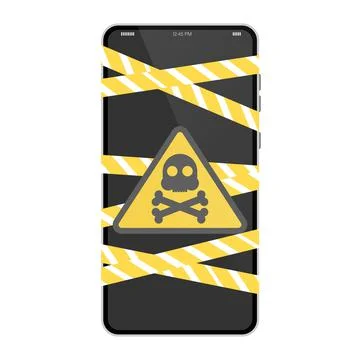 Malicious Email. Problem with Phone. Message with a Skull on Phone Screen Stock Illustration