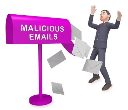 Malicious Emails Spam Malware Alert 3d Rendering Stock-Illustration