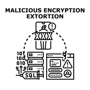 Malicious encryption extortion for personal data hacking Illustrazione stock