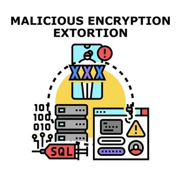Malicious encryption extortion for personal data hacking Stock Illustration