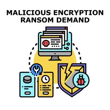 Malicious encryption ransom demand computer data security Stock Illustration