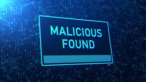 Malicious Found Hacker Cyber Attack Glitch Text on Digital Binary Background Stock Footage 341590859
