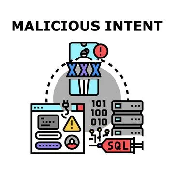 Malicious intent hacking cybersecurity attack concept Stockillustratie