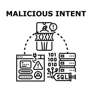 Malicious intent hacking cybersecurity attack concept Illustrazione stock