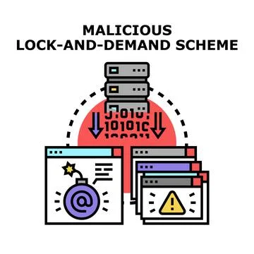 Malicious lock and demand scheme for data security Stock Illustration