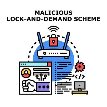 Malicious lock and demand scheme concept Stock Illustration
