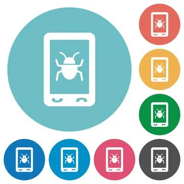 Malicious mobile software flat round icons Illustrazione stock