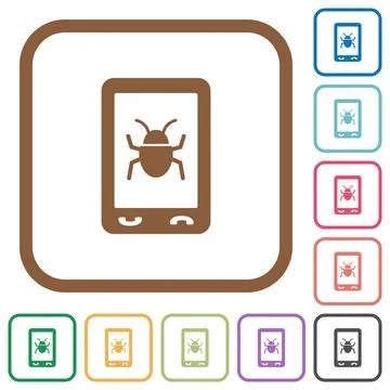 Malicious mobile software simple icons 스톡 일러스트