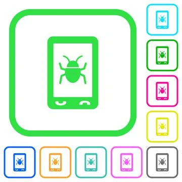 Malicious mobile software vivid colored flat icons Stock Illustration