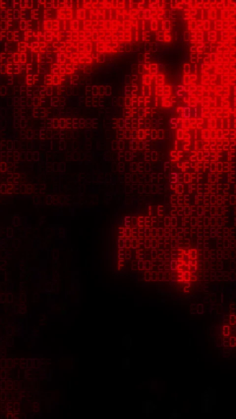 Malicious red hexadecimal code hacking background Stock Footage 347513621