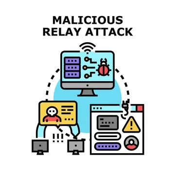 Malicious relay attack concept for cybercrime and fraud Stock Illustration