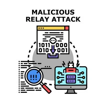 Malicious relay attack exploiting computer system security Stock-Illustration