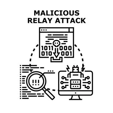 Malicious relay attack exploiting computer system security イラスト素材