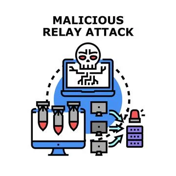 Malicious relay attack exploiting network security concept Stock Illustration