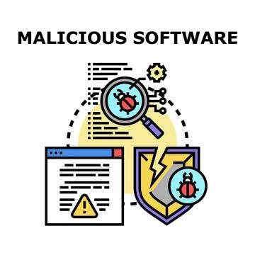 Malicious software attacking data security concept Stock Illustration