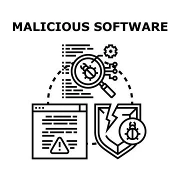 Malicious software attacking data security concept Stock-Illustration