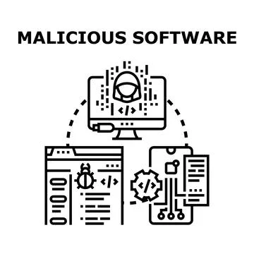 Malicious software attacking digital devices concept イラスト素材