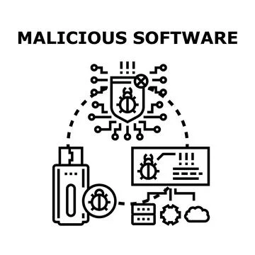 Malicious software spreading digital cyber security threat Stockillustratie