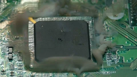 Malicious software. Virus attack. Computer processor fire 4K footage. Video stock 243004536