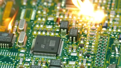 Malicious software. Virus attack. Computer processor fire 4K footage. Stock Footage 243004663