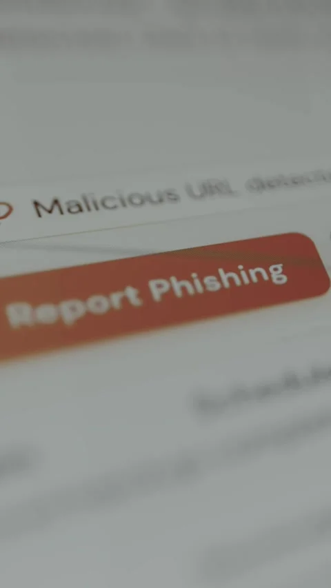 Malicious URL detected, user taps the button Report Phishing Stock Footage 333373118